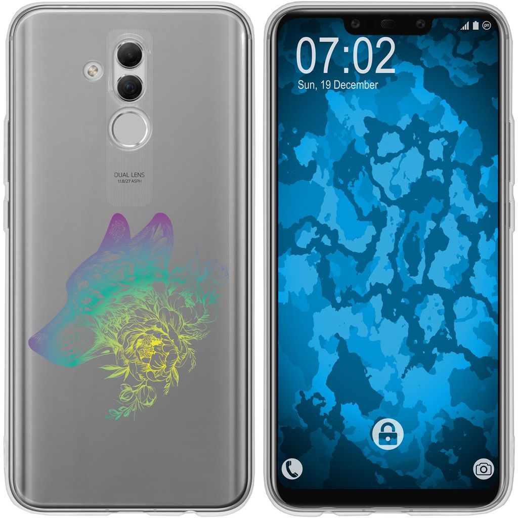 PhoneNatic Case kompatibel mit Huawei Mate 20 Lite Silikon-Hülle Floral Wolf M3-4