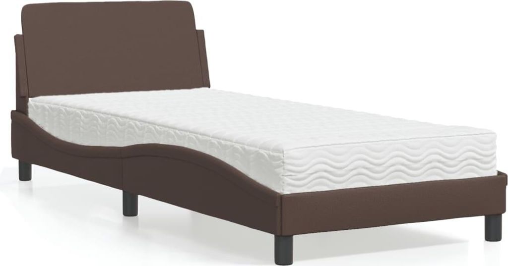 vidaXL Bett mit Matratze "Dover" Braun 90x200 cm Kunstleder