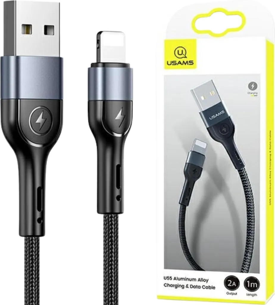 Cavo Lightning Usams U55 Nero: Stile e Resistenza per il tuo iPhone