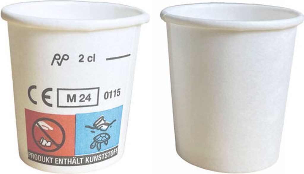 1000x Schnapsbecher Shotbecher Stamperl Pappbecher weiß mit Produktbild 