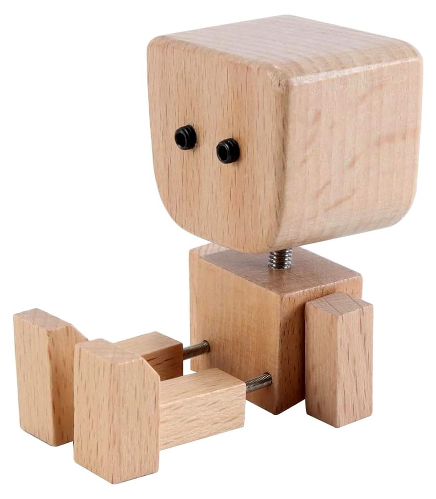 Kleine Holzfigur mit 12 Gesichtsausdrücken, wackelnder Holzmann, handgefertigt, Wackelfigur für Auto, Armaturenbrett, Autozubehör, Schreibtischd...