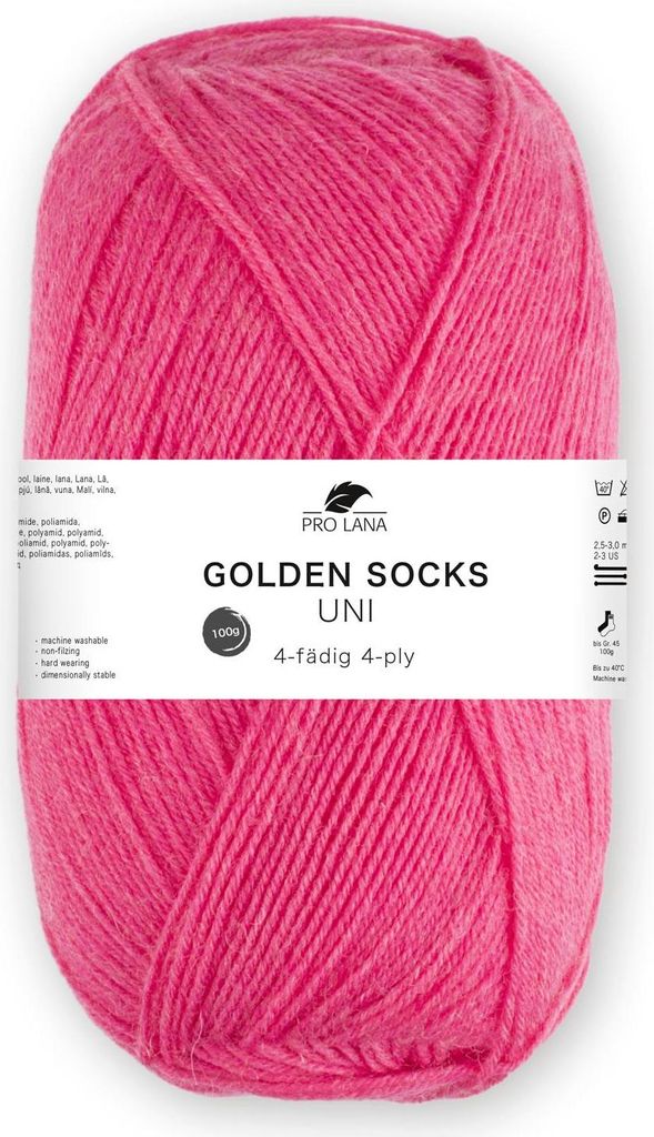 Pro Lana GOLDEN SOCKS 100 g uni 4-fach Sockenwolle 420 m Farbe 422 - pink