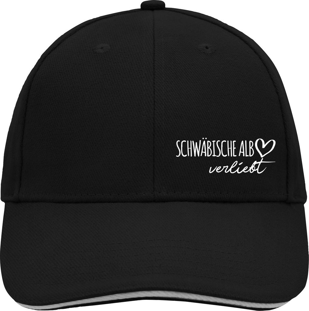 Huuraa Cappy Mütze Schwäbische Alb verliebt Black/Light Grey Baumwolle 6-Panel Kappe Geschenkidee