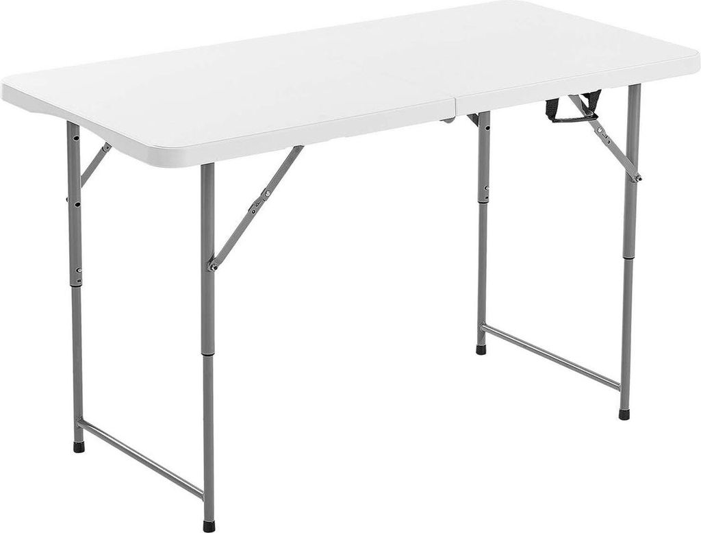 122 cm Kunststoff-Klapptisch Tragbarer Picknicktisch Griff Innen- und Außenbereich