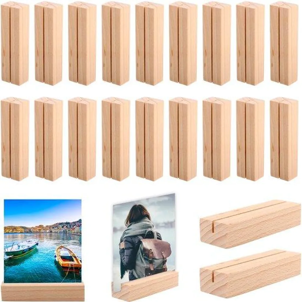 Lot de 20 Porte-cartes en bois naturel pour Mariage et Réception Chic