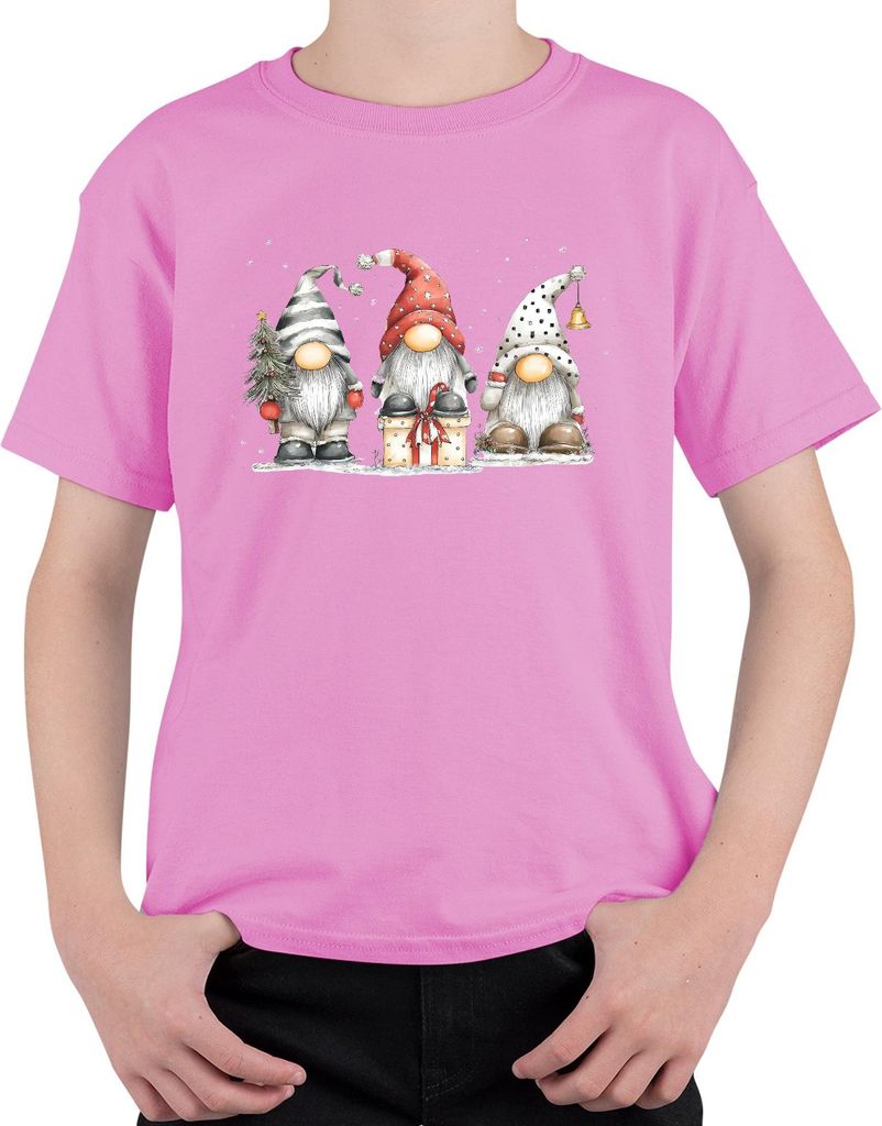 Weihnachtswichtel Geschenk Baum Glocke Schneeflocken Lustig Uni Kinder T-Shirt, Pink, 116