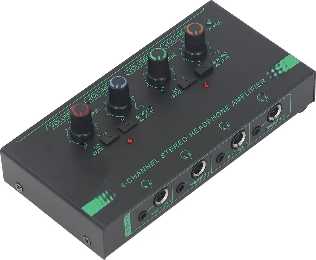 Ampli casque stéréo mono 4 sorties avec alimentation Type-C universelle