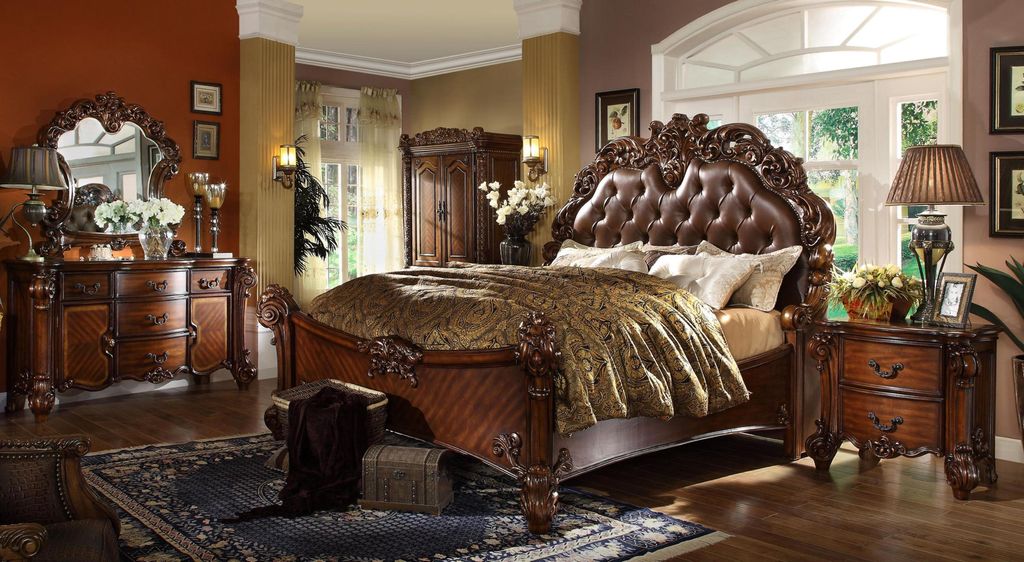 Klassische Schlafzimmer Kommoden 2tlg. Set Barock Rokoko Kommode + Spiegel Neu