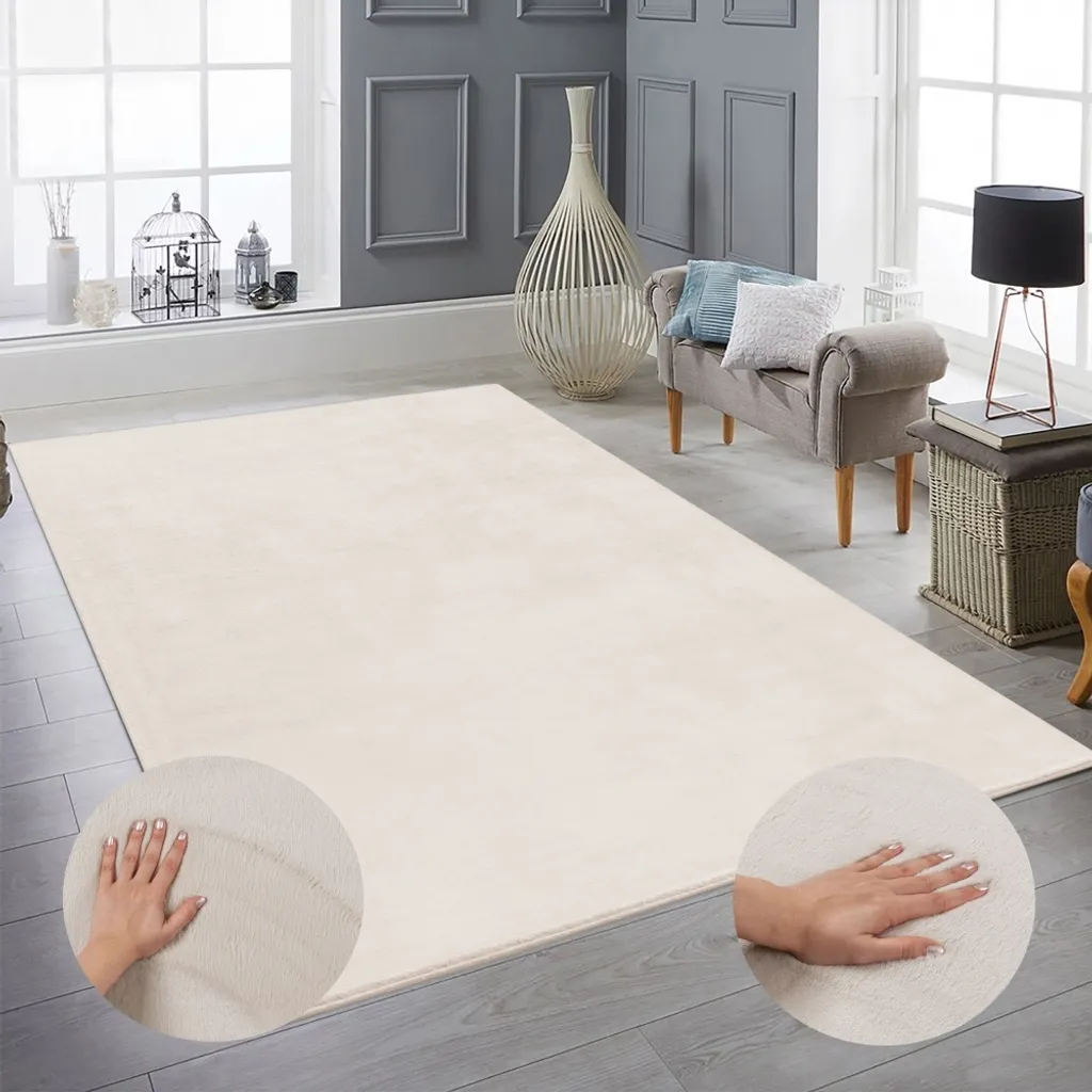 Grand tapis de salon classique beige 160x230 cm - Tissage premium chic