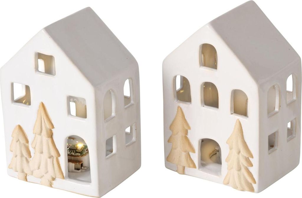 Boltze Home Deco Haus Schloss Porzellan LED H10,5cm
