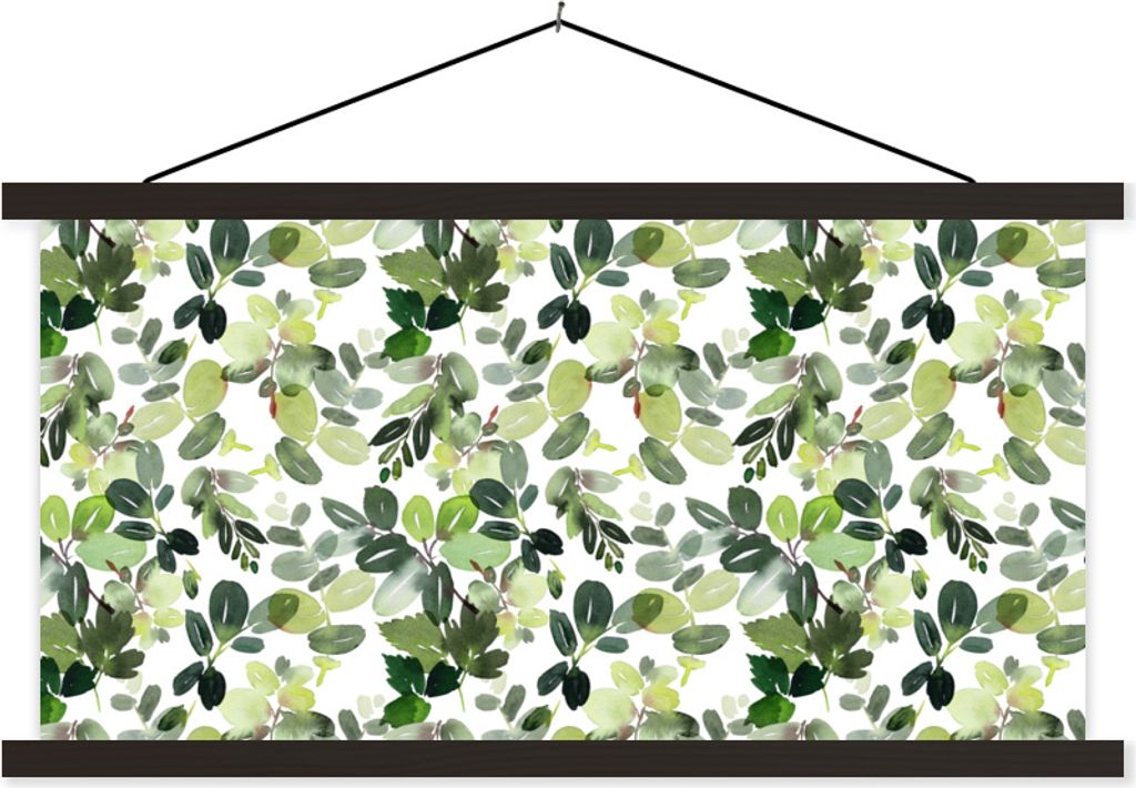 MuchoWow Textilposter Pflanzen - Weihnachten - Grün 120x60 cm mit schwarzem Rahmen - Dekoration Schlafzimmer