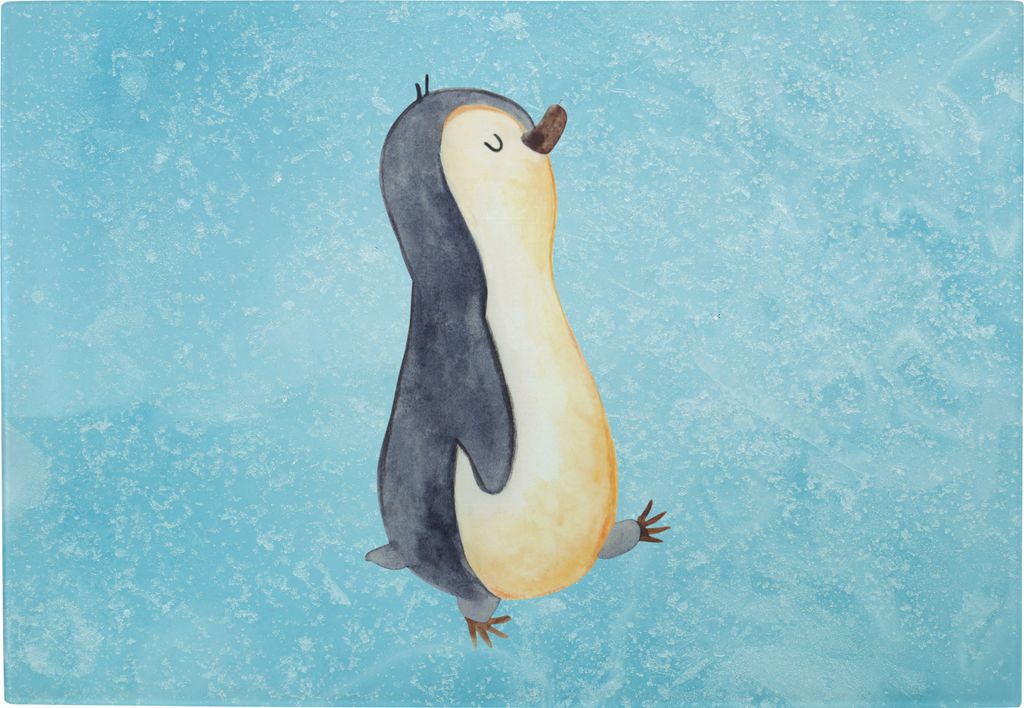 Mr. & Mrs. Panda Schneidebrett Pinguin marschieren - Eisblau - Geschenk, Hackbrett, Stolz, Küchenschneidebrett, Glas Schneideplatte, Frühaufstehe...
