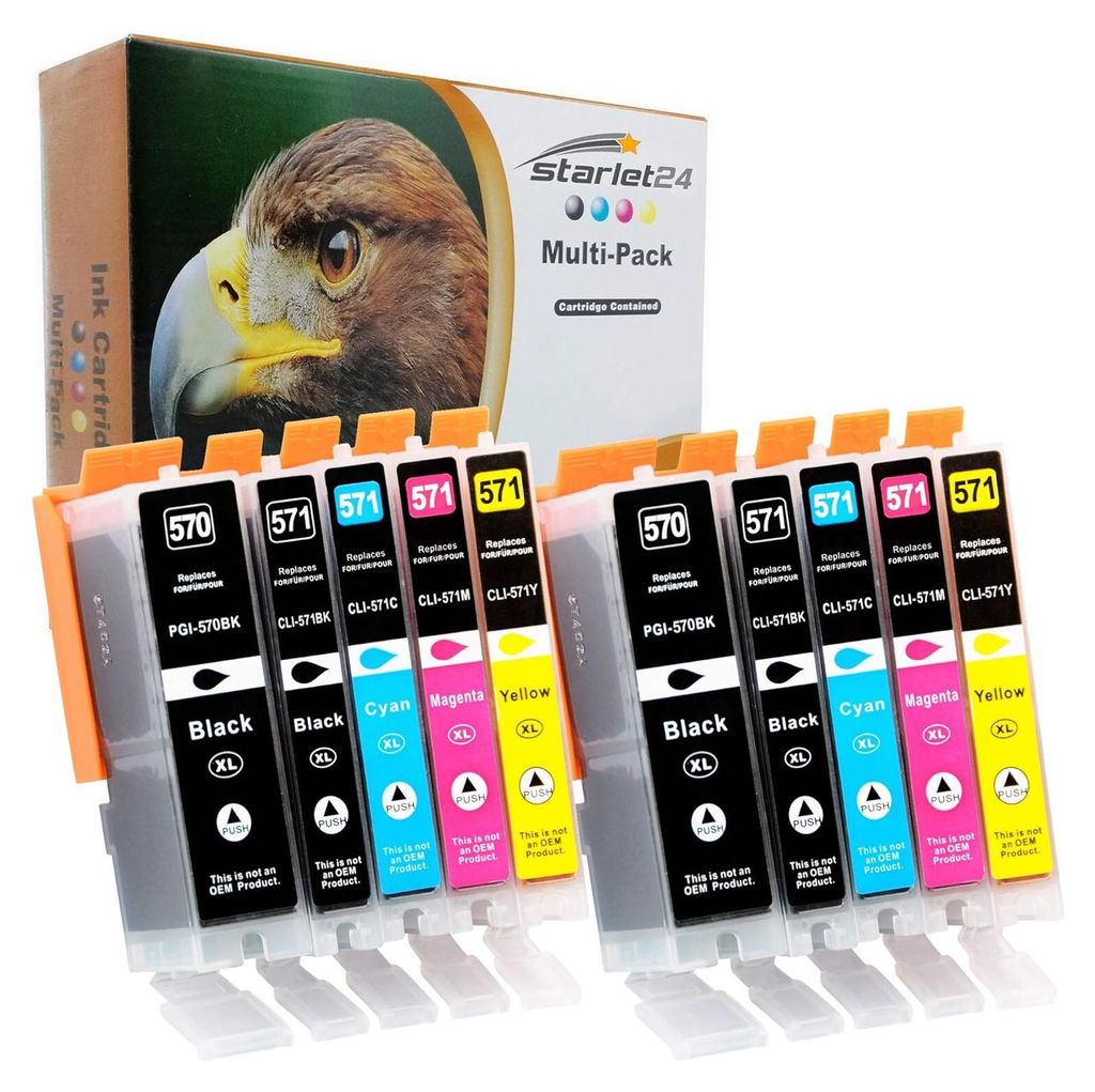 10x Tintenpatronen Set kompatibel mit Canon PGI-570 CLI-571 für Pixma MG/TS Serie: MG5700, MG6800, MG7750, TS5050, TS6050, TS8050, TS9050, uvm.