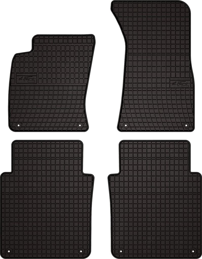 Gummifußmatten passend für Audi A8 D3 (Lang / lang, Bj. 2002-2009) – schwarz, passgenau, mit Befestigungen set 4 Stk. - Gummi-Automatten