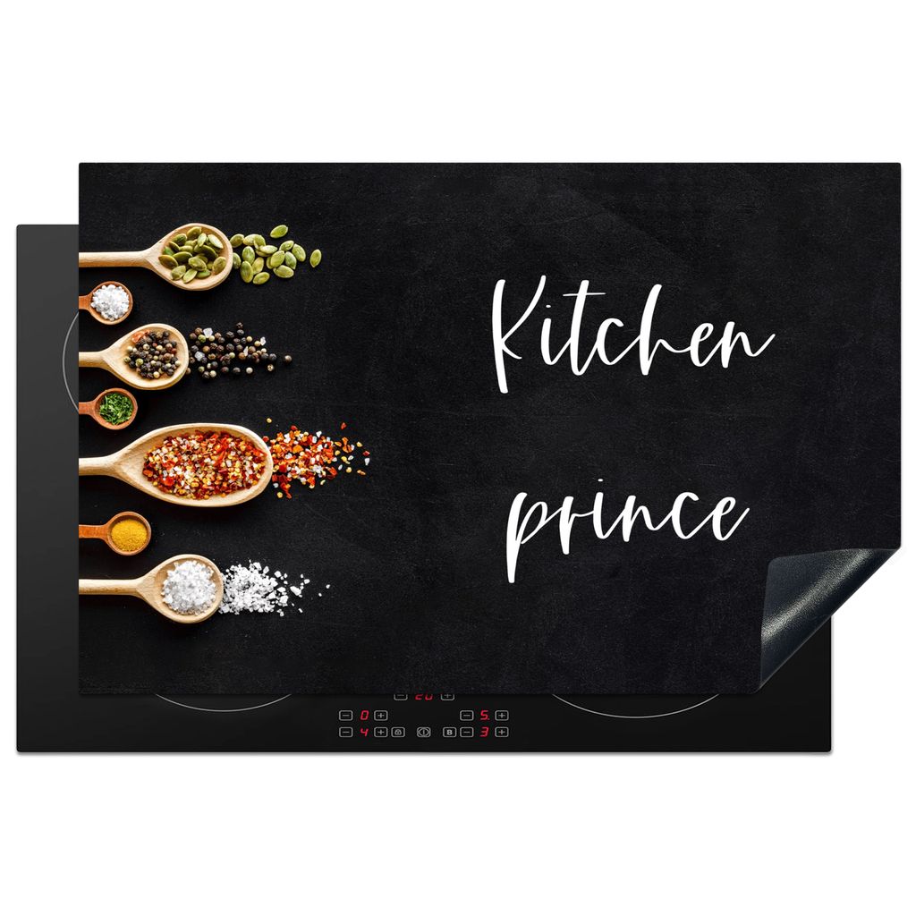 KitchenYeah Herdabdeckplatte Küchenprinz - Zitate - Männer - Zubehör für die Küche , 80x52cm, Küche Deko, Glaskeramikkochfeld Herdabdeckung...