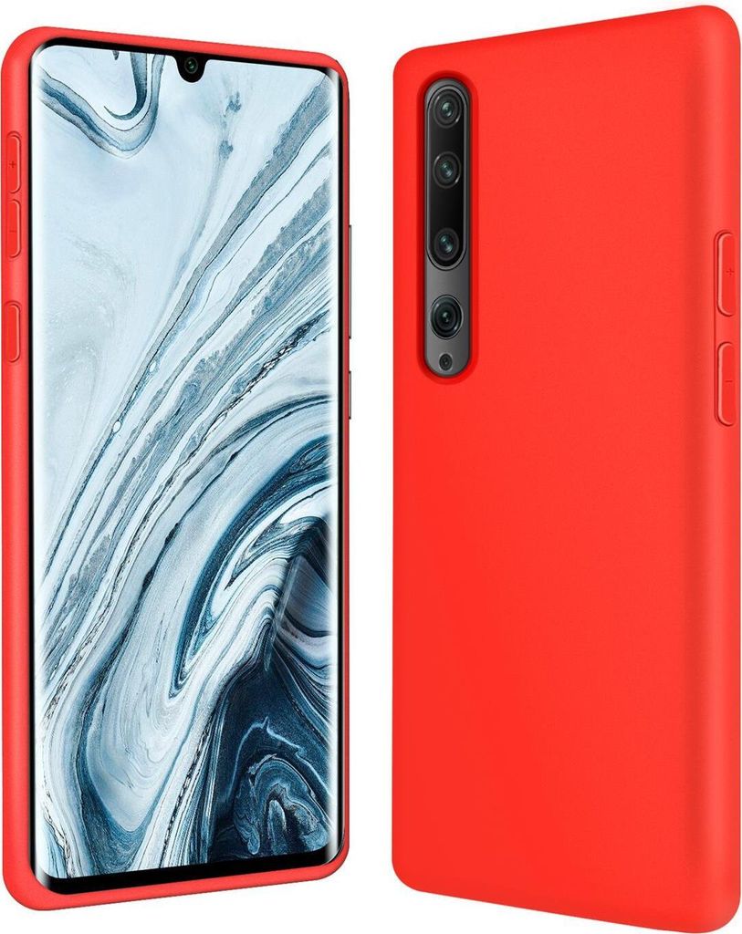 Conie TPU Schutzhülle für Xiaomi Mi Note 10 / Note 10 Pro Tasche Case Cover Bumper Silikon Mikrofaser Inlay Hülle in Rot matt