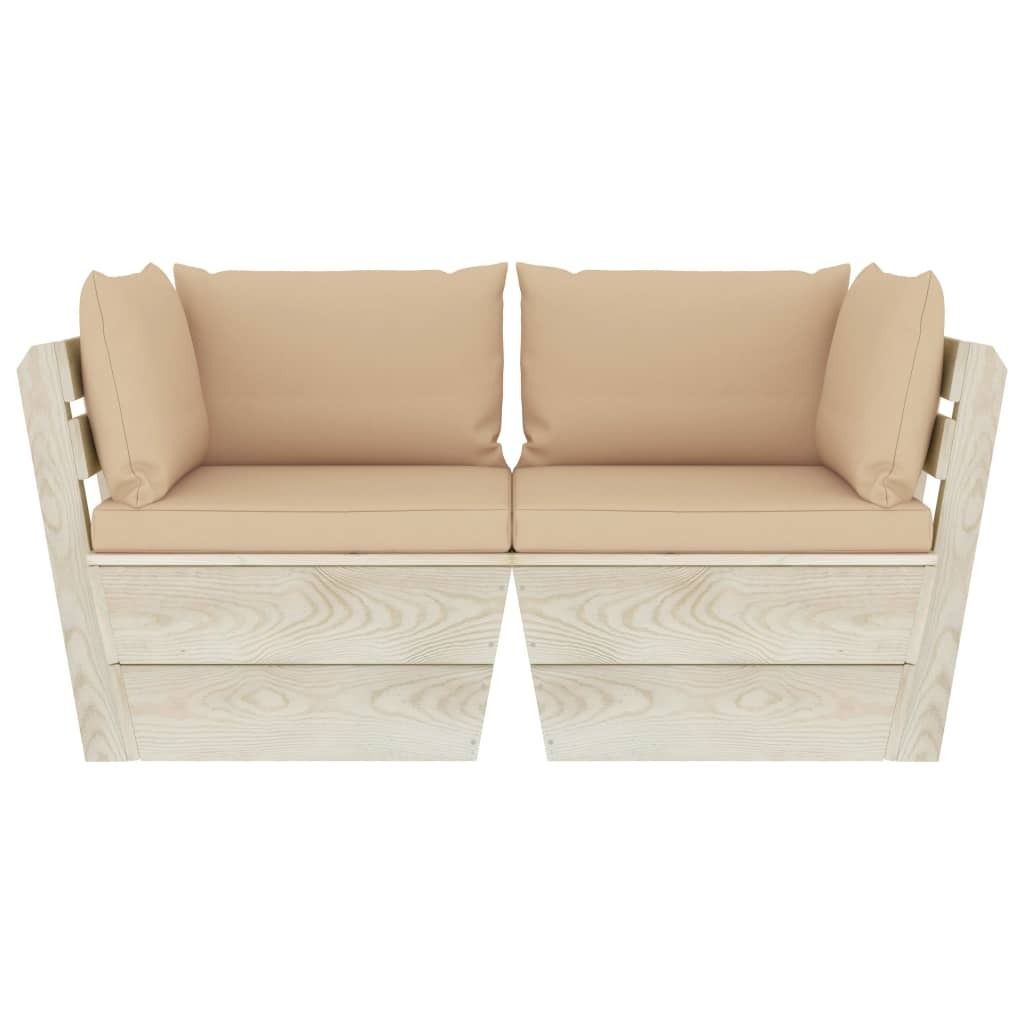 vidaXL Canapé de jardin en palettes 2 places avec coussins Image du produit 