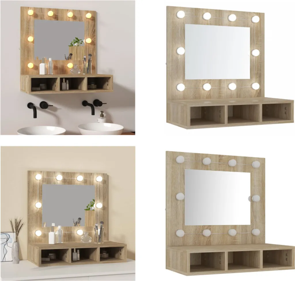 Specchio Vanity LED 60cm Rovere Sonoma - Arredo Bagno Elegante