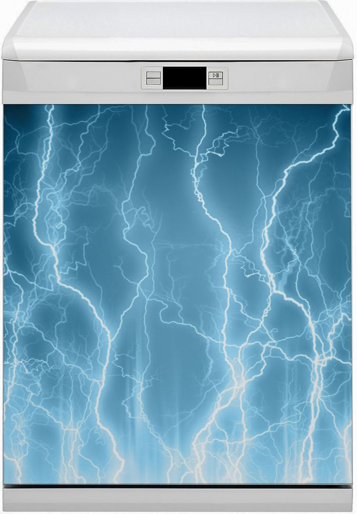 Geschirrspüle Magnet für Spülmaschine Magnetmatte Küche Magnete Dekorative 60x80 cm - Blauer Blitz