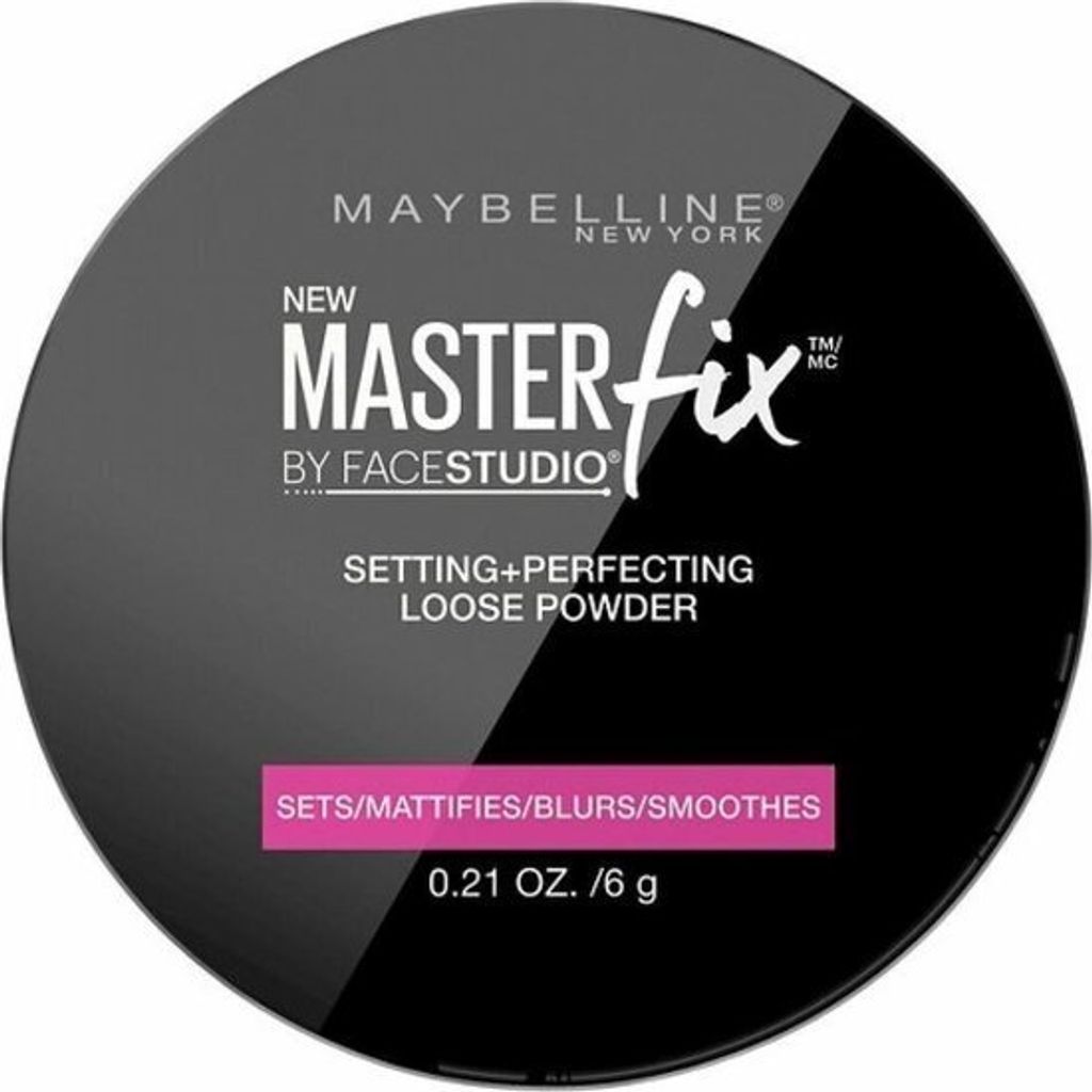 A top-down view of a round makeup compact.