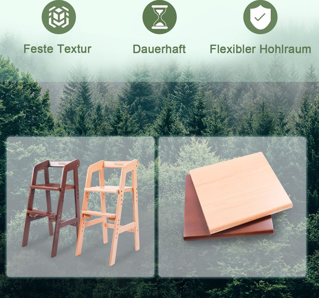 YOLEO Babystuhl, höhenverstellbarer Holzhochstuhl für Produktbild 7