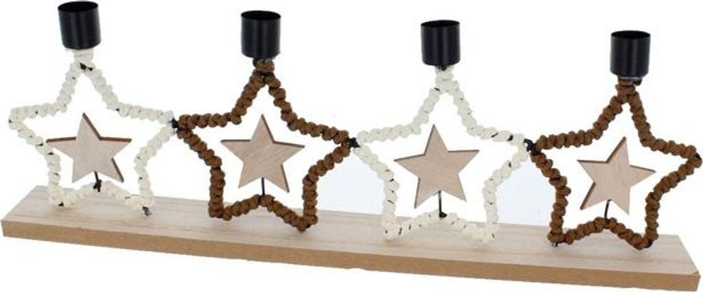Adventskranz - Sterne - braun/weiß - ca. 43,5 x 5 x 15 cm