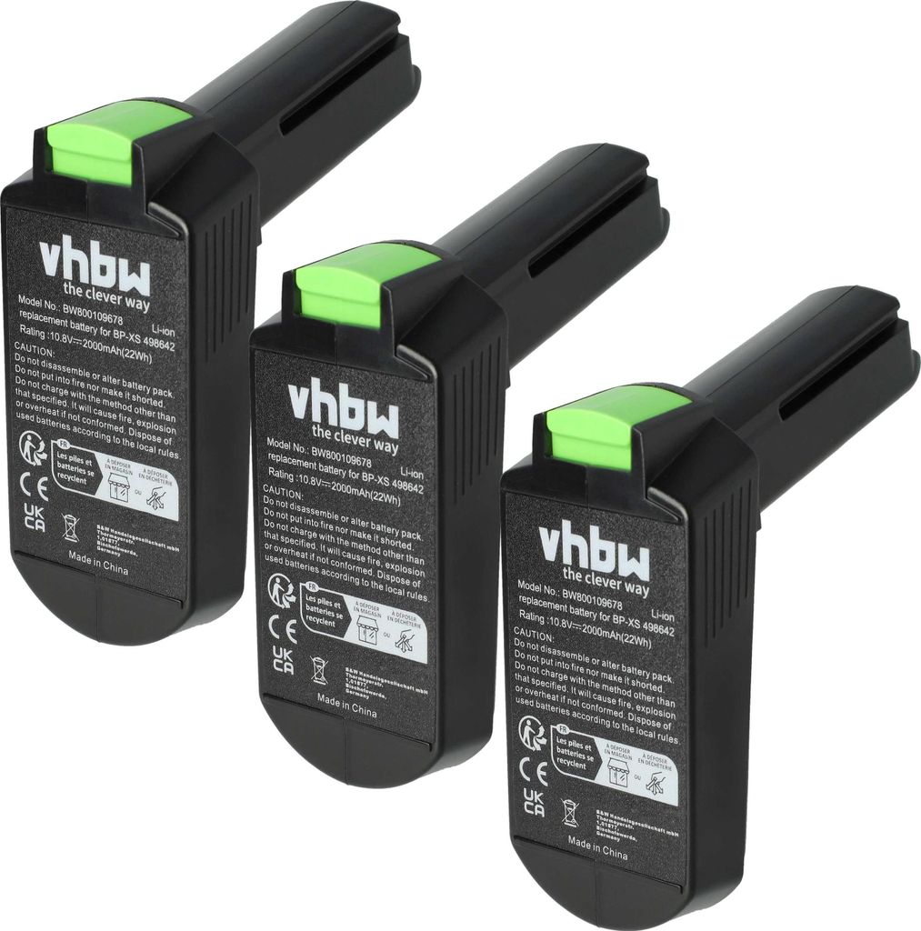 vhbw 3x Akku kompatibel mit Festool TXS Li Werkzeug (2000 mAh, Li-Ion, 10,8 V)