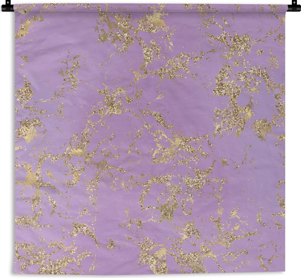MuchoWow Wandteppich Wandbehang Marmor - Lila - Gold 150x150 cm Tapisserie Dekoration Wandtuch - Wohnaccessoires - Modernes