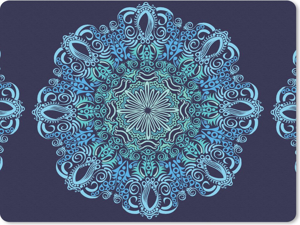 MuchoWow Mauspad Mousepad Mandala - Blau - Muster 23x19 cm - Mousepads - Maus Mat - Pad - Mausunterlage - Schreibtischunterlage - Mauspad