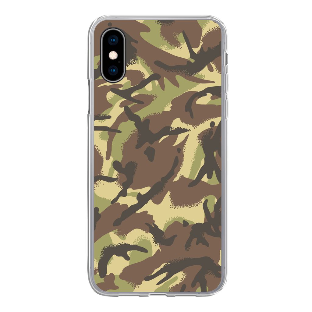 MuchoWow Handyhülle Schutzhülle Hülle für iPhone X Camouflage-Muster in natürlichen Farben Silikon Softcase Handy Hülle - Handyhülle