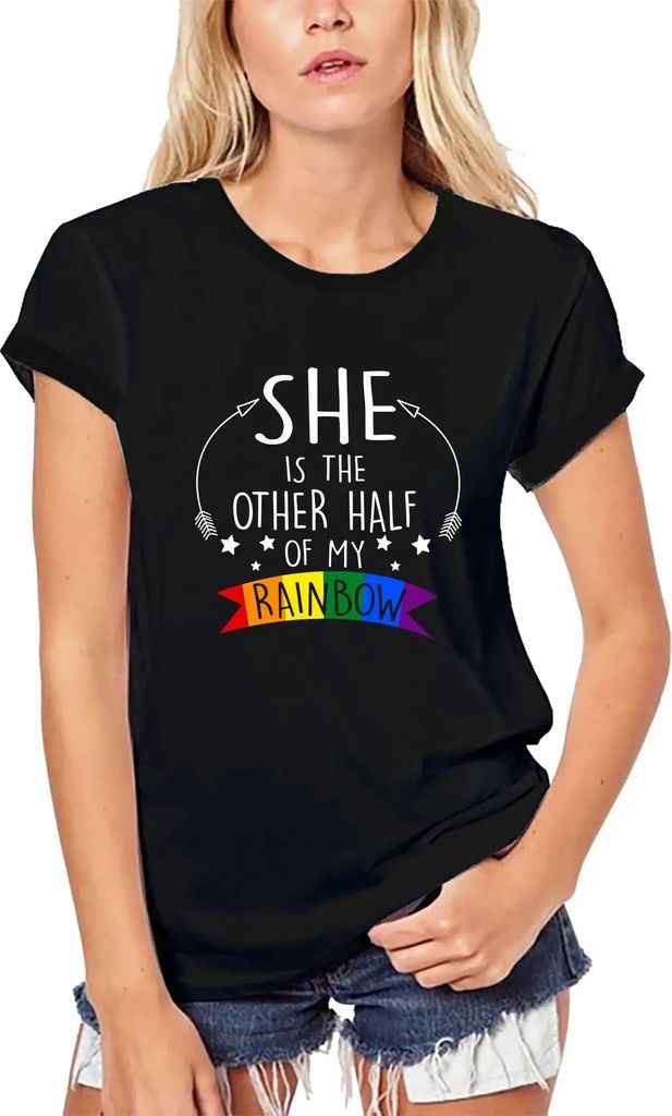 Damen Grafik T-Shirt aus Biobaumwolle Ist die andere Hälfte meines Regenbogens - lesbisch – Is The Other Half Of My Rainbow - Lesbian