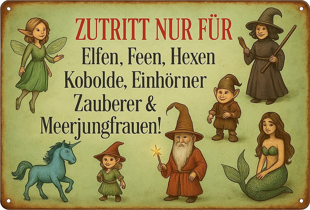 Blechschild AstraDesign 20x30 cm „Zutritt nur für Elfen, Produktbild 