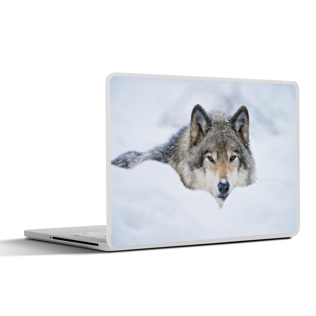 MuchoWow Laptop Aufkleber Sticker Cover Wolf - Schnee - Mantel 36.5x27.5 cm - Laptop-Sticker