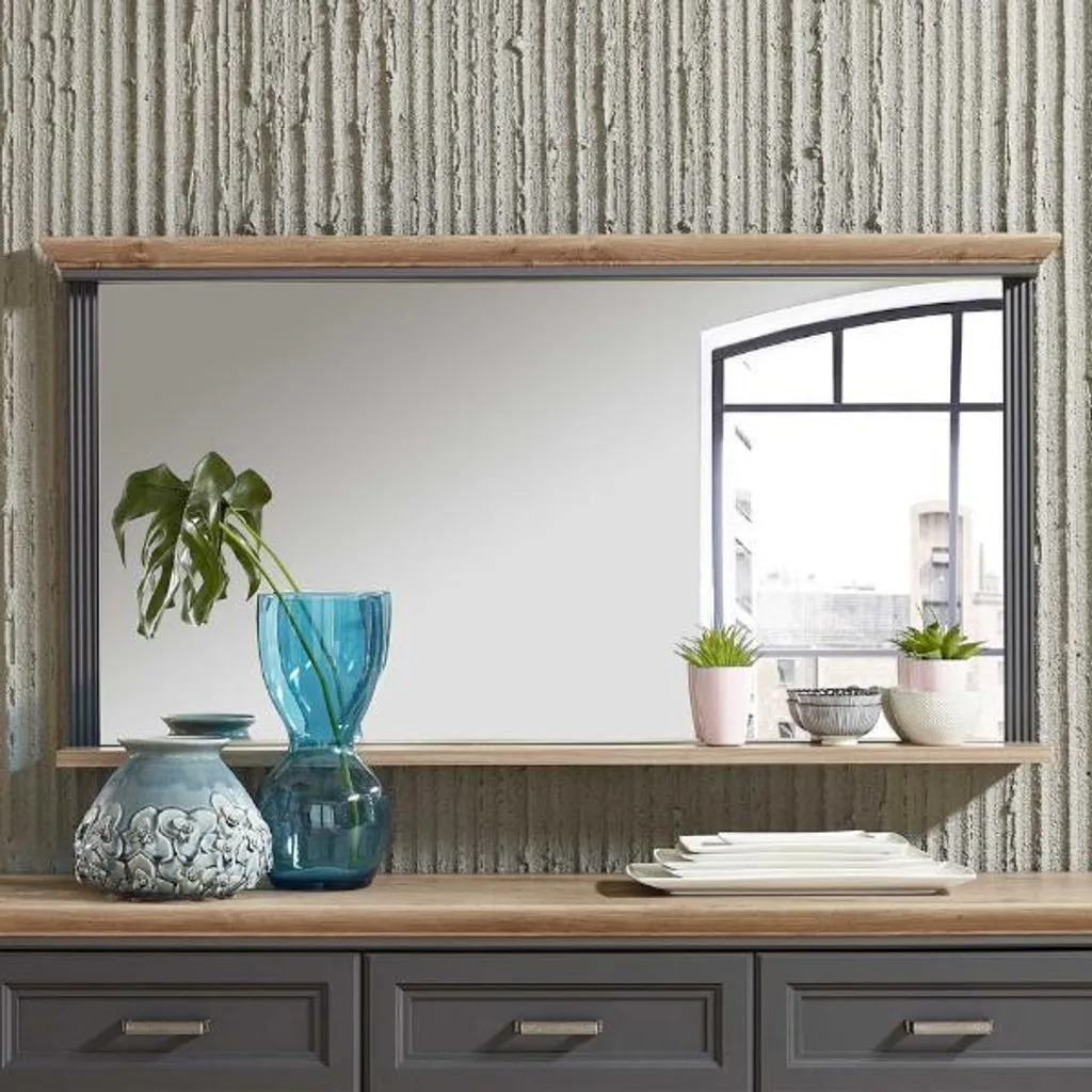 JASMIN Miroir Graphite et Chêne - Miroir Mural Design 60x80 cm - 2