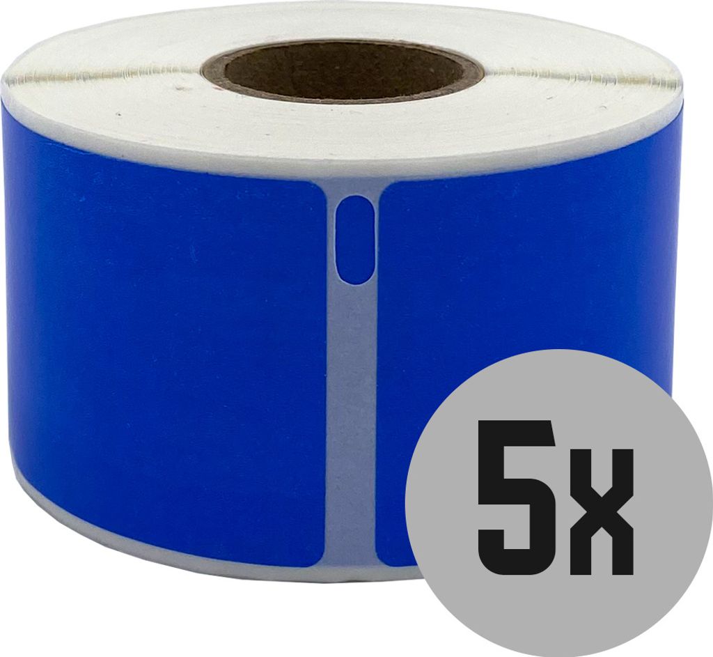 DULA Etiketten - Kompatibel mit Dymo Compatible labels - Blauw - 99012 - S0722400 - Adresetiketten - 5 rollen - 36 x 89 mm - 260 labels per rol