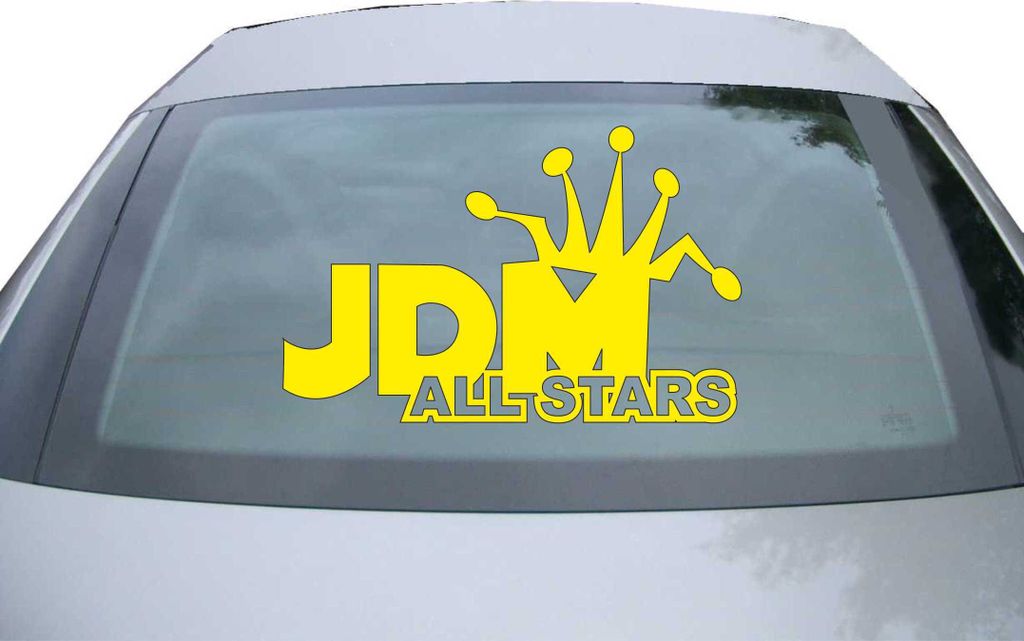 Indigos UG - Aufkleber Heckscheibe & Motorklappe DE2901 - gelb - 600x388 mm - JDM All Stars - Auto Scheiben Fenster Heckklappe Tuning Racing JDM - ...