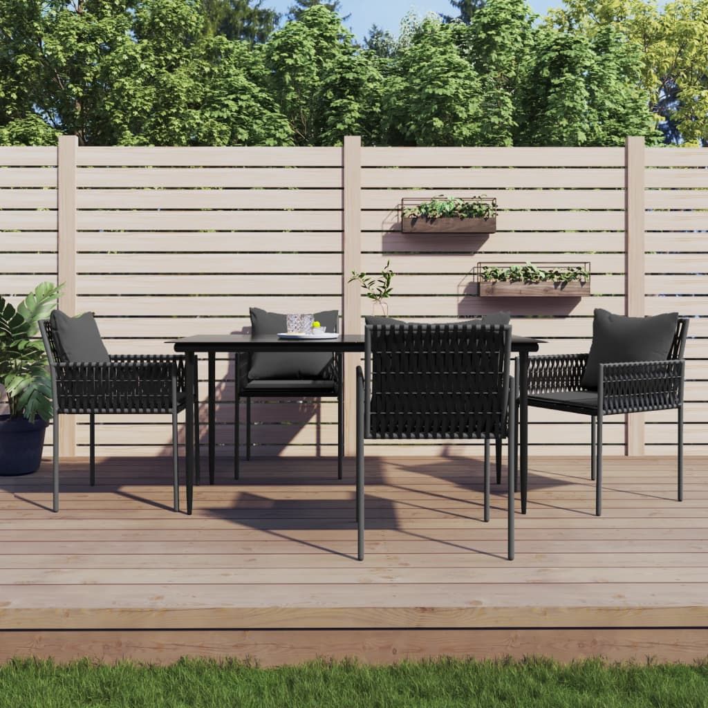 5-tlg. Garten-Essgruppe mit Kissen Poly Rattan und Stahl , Gartenmöbel-Sets Design 2024