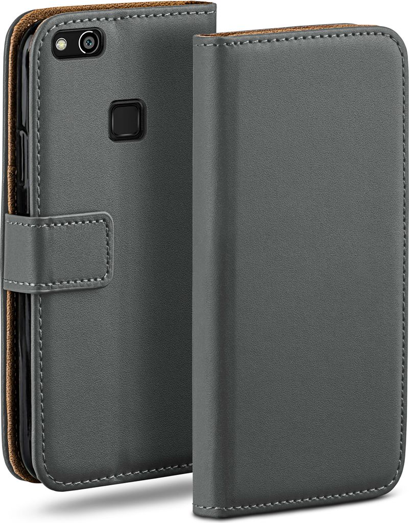 moex Book Case kompatibel mit Huawei P10 Lite - Hülle 360 Grad klappbar, Dunkelgrau
