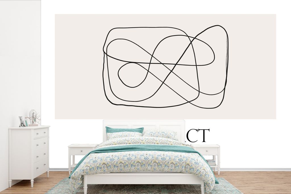 MuchoWow Fototapete für Wohnzimmer oder Schlafzimmer Wandtapete Vinyl Motivtapete Kunst - Abstrakt - Linie - 450x300 cm - Gemusterte