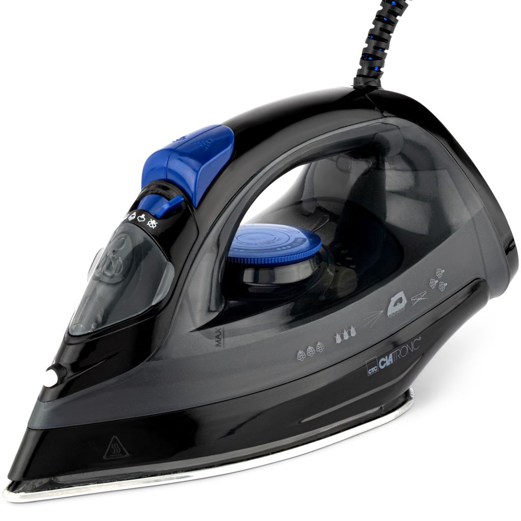 Clatronic Dampfbügeleisen mit Edelstahlspezialsohle | 1800W | 150ml Tank | schnelle Aufheizzeit | Steam Iron mit Tropfstopp und Anti-Kalk | DB 3703