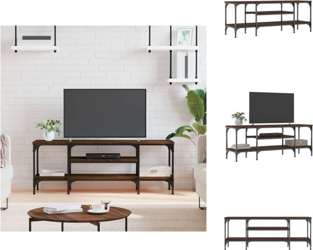 vidaXL TV-Schrank Braun Eichen-Optik 121x35x45cm Holzwerkstoff & Eisen - TV-Möbel