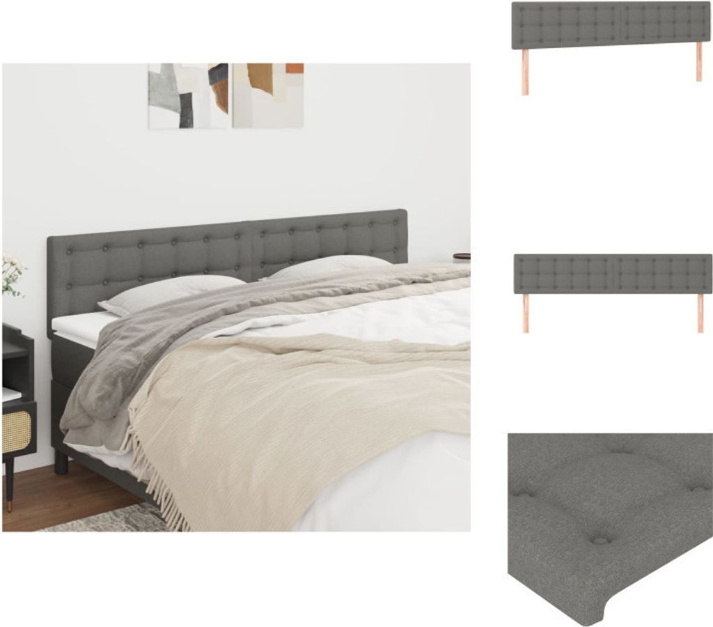 vidaXL Kopfteile 2 Stk. Dunkelgrau 90x5x78/88 cm Stoff - Kopf- & Fußenden