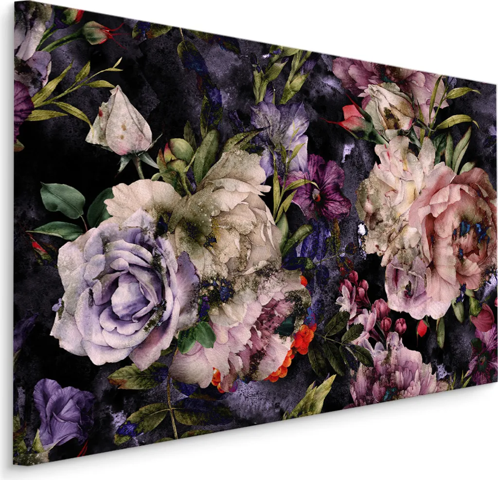 Favolosa carta da parati su tela 90x60 cm XXL stampa d'arte peonie fiori natura