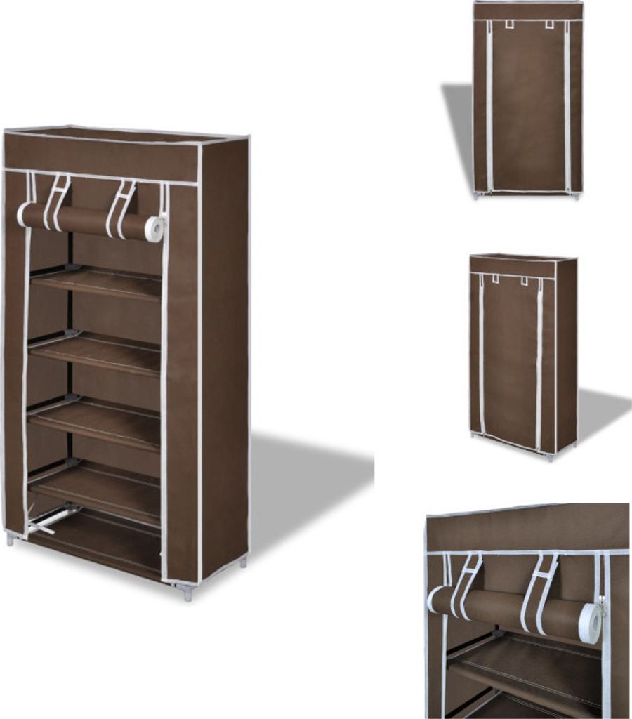 Schuhschrank Schuhregal Schuhablage 5 Schicht 58 x 28 x 106 cm Braun - Schuhregale & -schränke