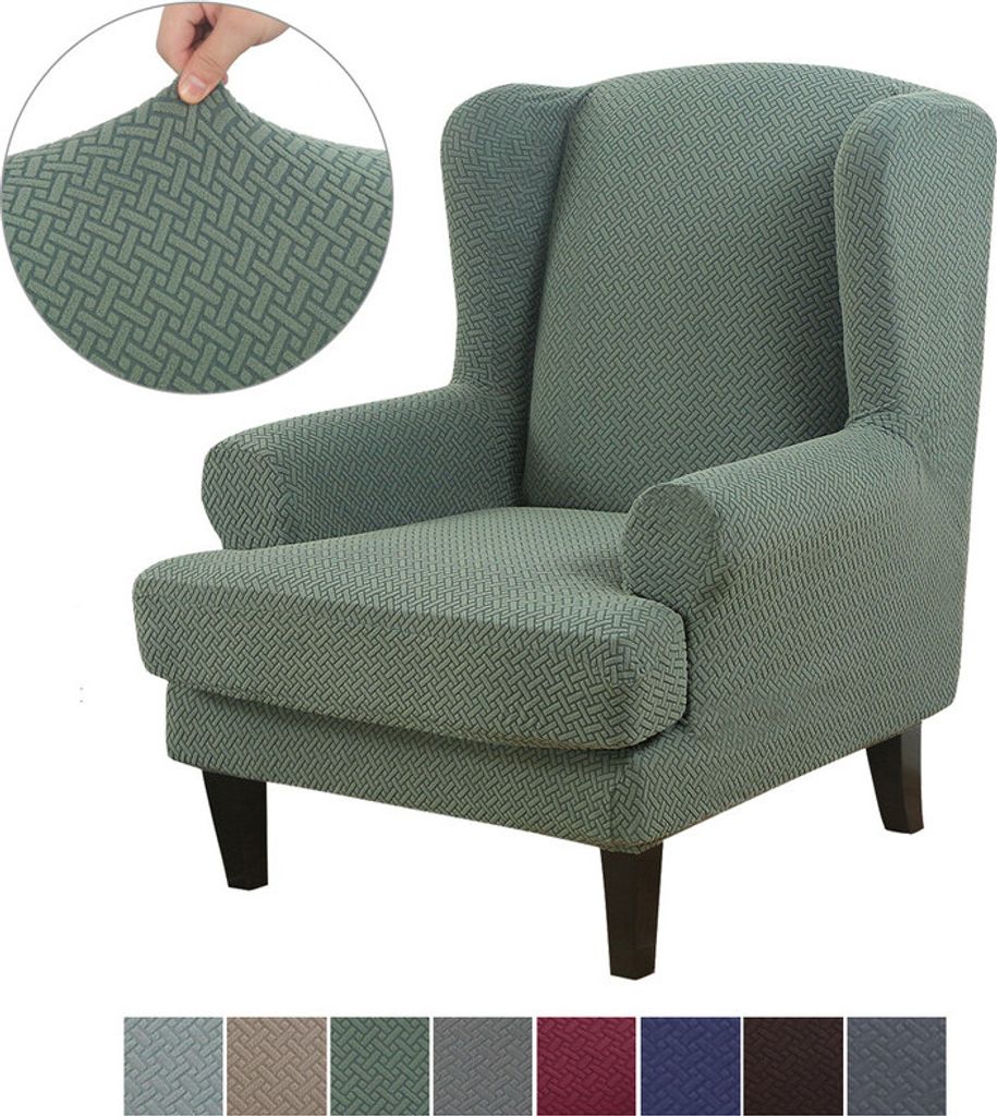Premium Wingback Stuhlbezug 2-teilige Hohe Dehnung Jacquard Produktbild 