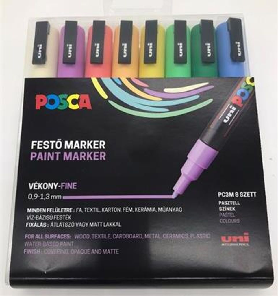 Acrylmarker "Posca PC-3M", 8 Pastellfarben, Satz, 0,9-1,3 mm, UNI 2UPC3MPASZTELL