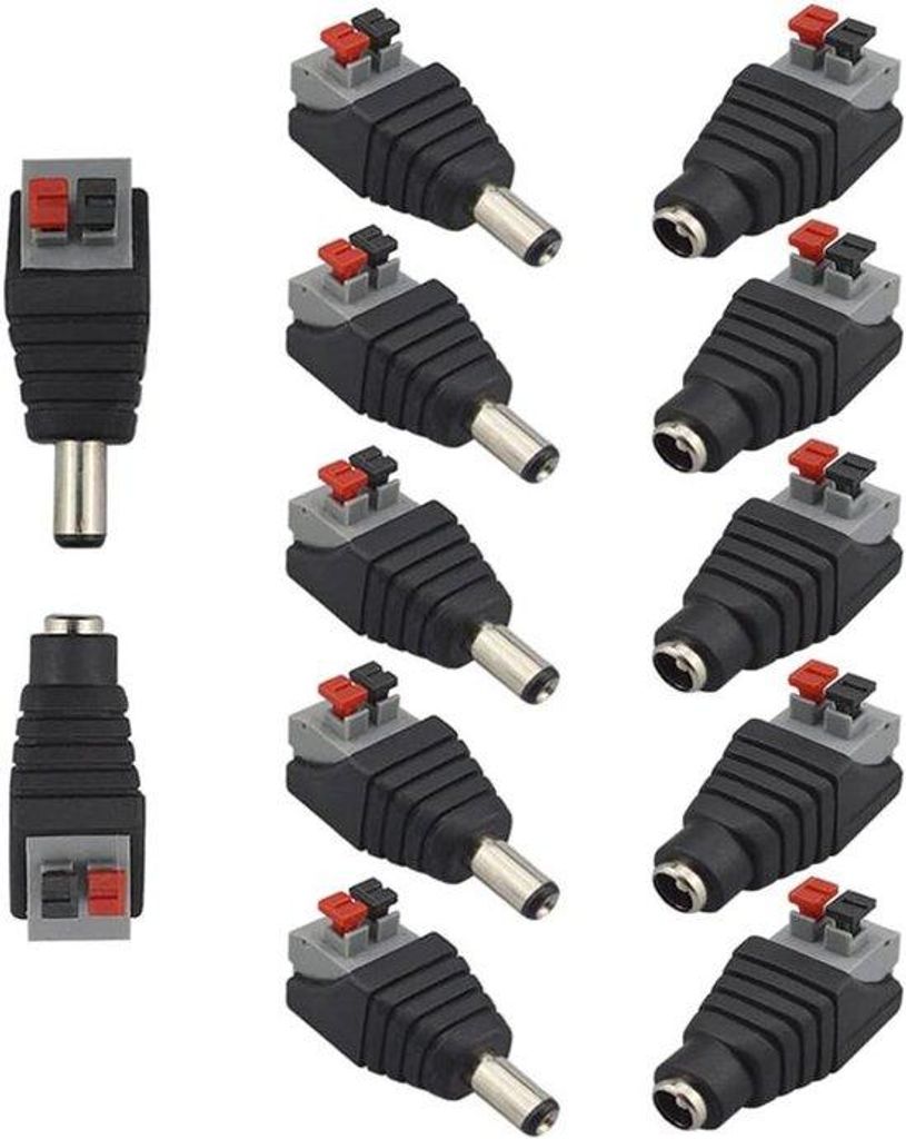 Professionelle DC-Anschlussadapter, 5,5 x 2,1mm, schraublose Schnellsteckverbinder, Mann- und Frau-Set, für CCTV-Kamera-LED-Strips