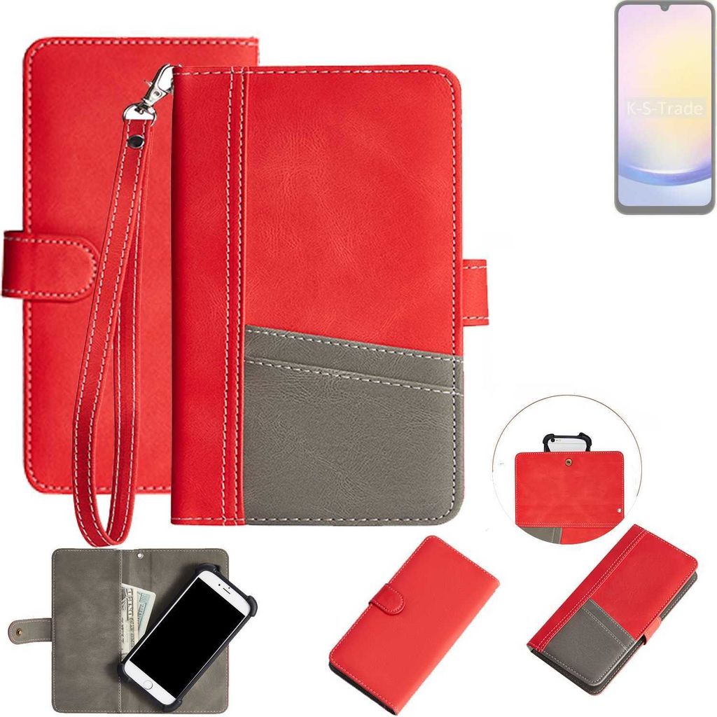 K-S-Trade Handy Schutzhülle für Samsung Galaxy A25 5G Hülle Portemonnee Brieftasche Klapphülle Kartenfächer Flip Wallet Case Etui