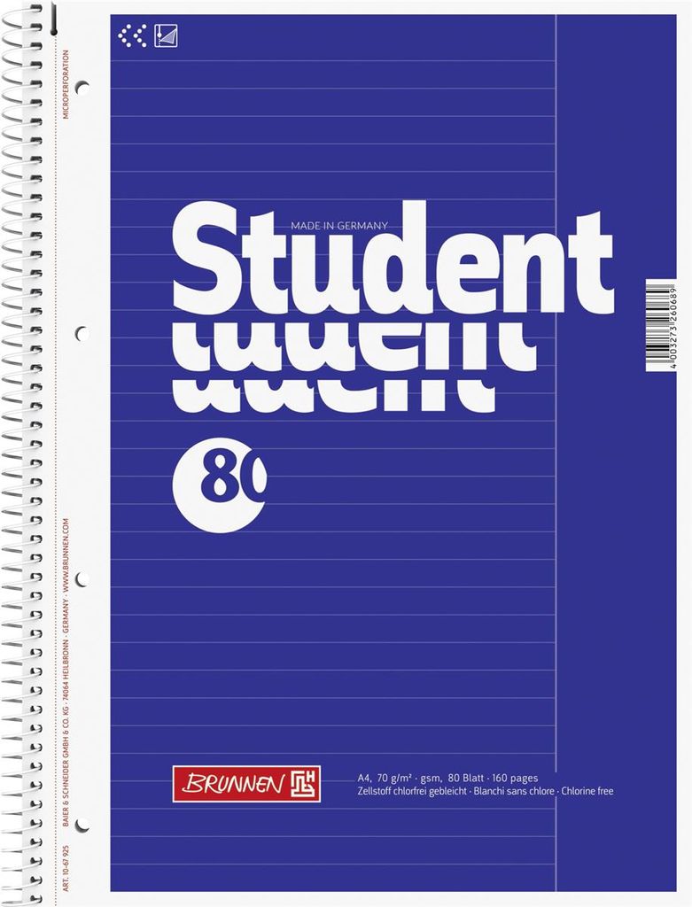 5X BRUNNEN 1067925 Collegeblock A4 Lin25 80Bl Produktbild 