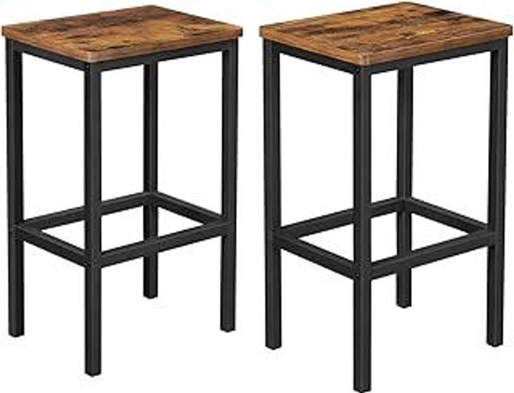 VASAGLE Barhocker, 2er Set, Barstühle, Küchenstühle, für Küche, Wohnzimmer, Esszimmer, 40 x 30 x 65 cm, vintagebraun-schwarz LBC65X, 695588035...